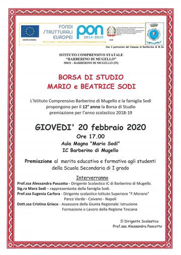 Borsa di studio Mario e Beatrice Sodi